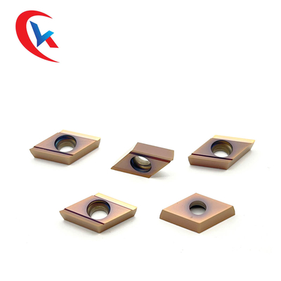 شفرة تشطيب مخرطة CNC DCGT11T301R-Y طلاء برونزي HRA 91.8 إدراجات كربيد التنجستن