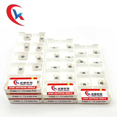 R390 11T304PM إدراجات طحن الكتف معالجة الأجزاء الفولاذية ، إدراجات طحن كربيد الفولاذ المقاوم للصدأ