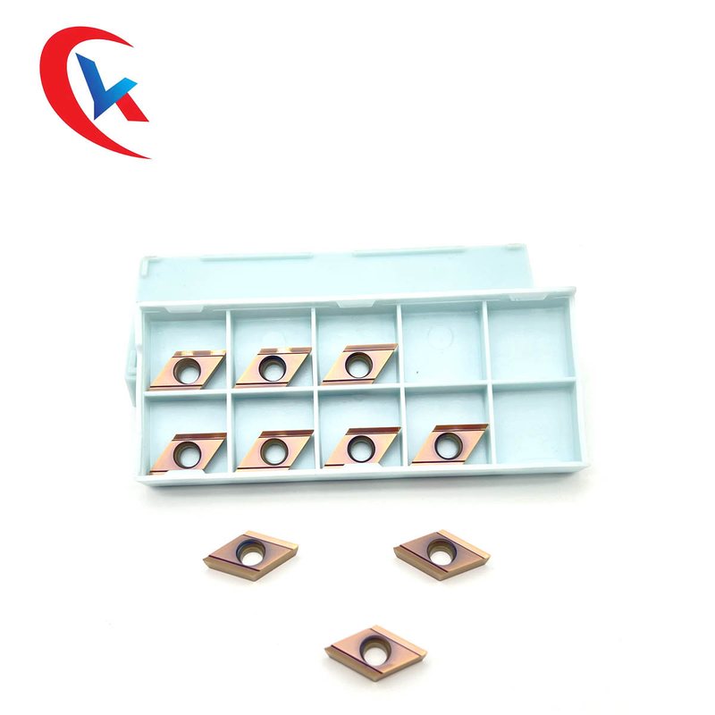 شفرة تشطيب مخرطة CNC DCGT11T301R-Y طلاء برونزي HRA 91.8 إدراجات كربيد التنجستن